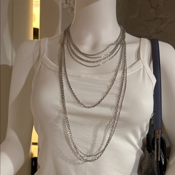 Elegant Silver Layered Necklace - Picture 1 of 5